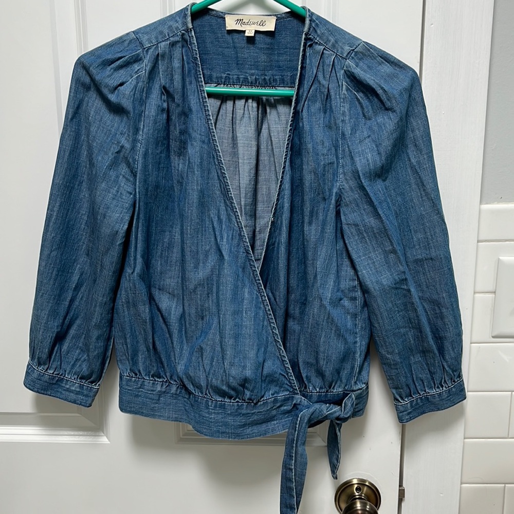Madewell chambray wrap top